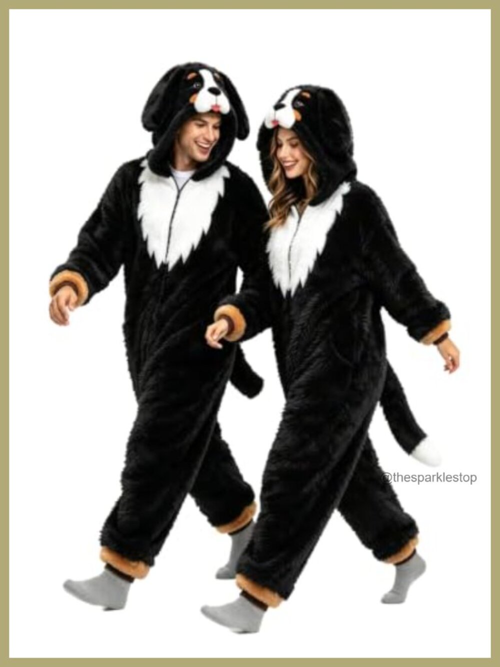 Bernese Mountain Dog Onesie Adult Unisex Pajama Costume Hooded Zip